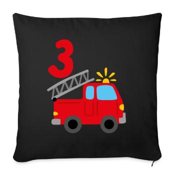 Camion de pompiers 3ème anniversaire - Housse de coussin décorative 45 x 45 cm - noir - Devant