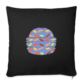 "BURGER" ~ pattern fast food hamburger - Sofa pillowcase 17,3'' x 17,3'' (45 x 45 cm) - black - Front