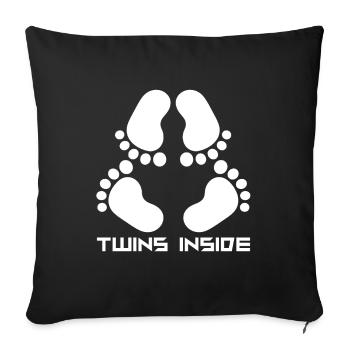 Pieds de bébé jumeaux enceintes - Housse de coussin décorative 45 x 45 cm - noir - Devant