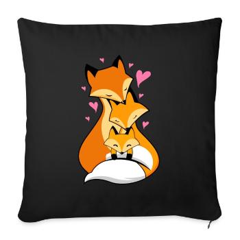 Baby with fox parents - Sofa pillowcase 17,3'' x 17,3'' (45 x 45 cm) - black - Front