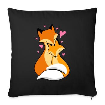 renards amoureux - Housse de coussin décorative 45 x 45 cm - noir - Devant