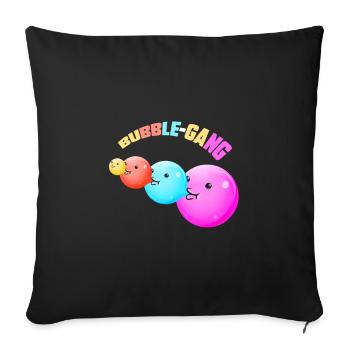 "BUBBLE GANG" ~ pattern, funny chewing gum - Sofa pillowcase 17,3'' x 17,3'' (45 x 45 cm) - black - Front