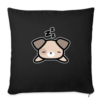 Cute Sleeping Dog Design Kawaii Style Drawing Gift - Sofa pillowcase 17,3'' x 17,3'' (45 x 45 cm) - black - Front