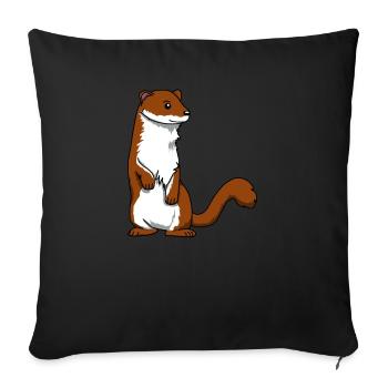 Weasel Marten Ferret Faune Nature Cadeau - Housse de coussin décorative 45 x 45 cm - noir - Devant