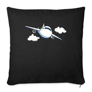 Plane pilot flying flight mechanic gift - Sofa pillowcase 17,3'' x 17,3'' (45 x 45 cm) - black - Front