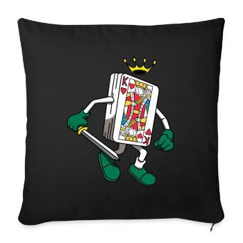Jeu de cartes King King Poker Deck Deck Casino Holdem - Housse de coussin décorative 45 x 45 cm - noir - Devant