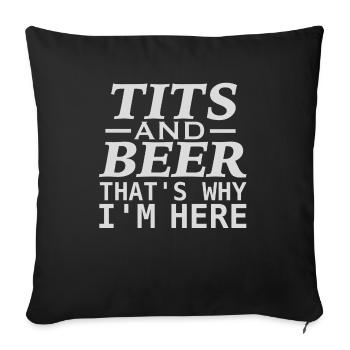 Bière et mésanges - Housse de coussin décorative 45 x 45 cm - noir - Devant