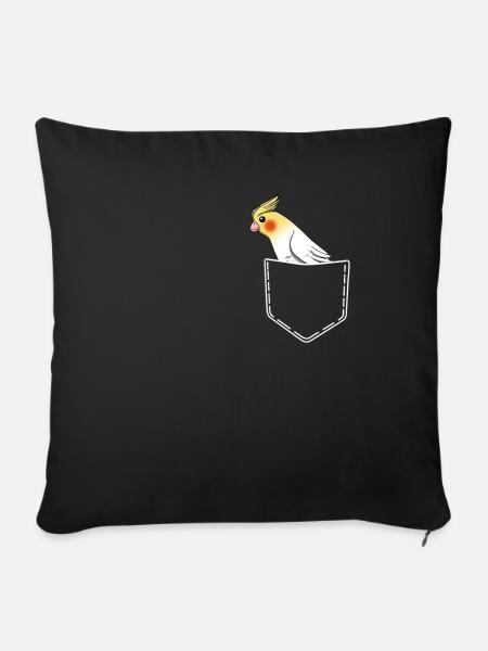 Nymphensittich Vogel Papagei Wellensittich - Sofakissenbezug 45 x 45 cm - Schwarz