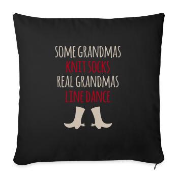 Linedance Line Dance Grandma Couple Dance Western Dance - Sofa pillowcase 17,3'' x 17,3'' (45 x 45 cm) - black - Front
