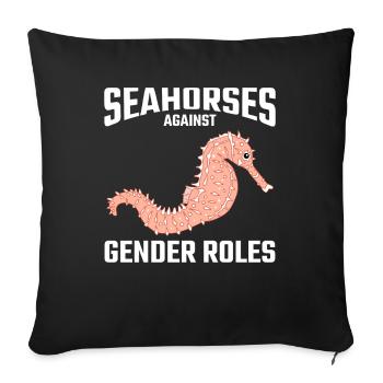 Hippocampes mer Féminisme égalité des droits - Housse de coussin décorative 45 x 45 cm - noir - Devant