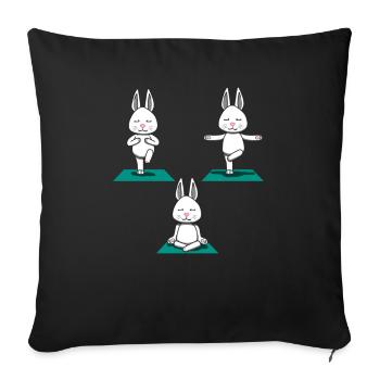 Cadeau de remise en forme de méditation yoga lapin lapin - Housse de coussin décorative 45 x 45 cm - noir - Devant