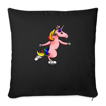 Einhorn Inliner Inline Fahren Skating Einhorn - Sofakissenbezug 45 x 45 cm - Schwarz - Vorne
