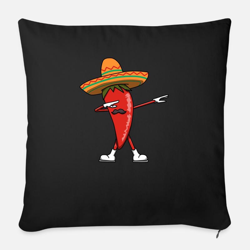 Chili Chilischote Dabbing Essen Rot Scharf Mexiko - Sofakissenbezug 45 x 45 cm - Schwarz