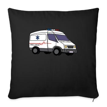Krankenwagen Rettungsdienst Sanitäter Notarzt - Sofakissenbezug 45 x 45 cm - Schwarz - Vorne
