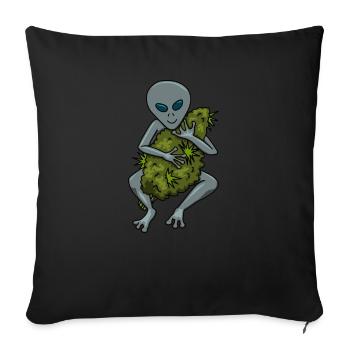 Alien Weed 420 cadeau de marijuana mixte fumée - Housse de coussin décorative 45 x 45 cm - noir - Devant