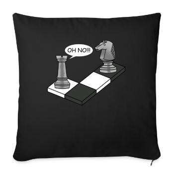 Échecs se déplacent d'échecs cheval pion cadeau pièce d'échecs - Housse de coussin décorative 45 x 45 cm - noir - Devant
