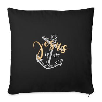 Conception chrétienne - Jésus est mon ancre - Housse de coussin décorative 45 x 45 cm - noir - Devant