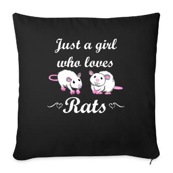 Rat girl mouse rat lovers gift - Sofa pillowcase 17,3'' x 17,3'' (45 x 45 cm) - black - Front