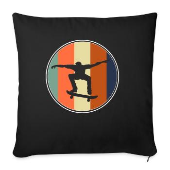 Skateboard Skate Skater Skating Longboard Retro - Sofa pillowcase 17,3'' x 17,3'' (45 x 45 cm) - black - Front