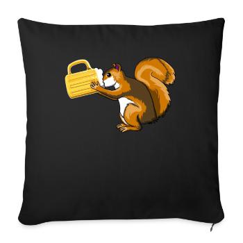 Écureuil bière nature boisson rongeur faune - Housse de coussin décorative 45 x 45 cm - noir - Devant