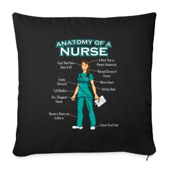 Infirmière anatomie hôpital de médecine - Housse de coussin décorative 45 x 45 cm - noir - Devant