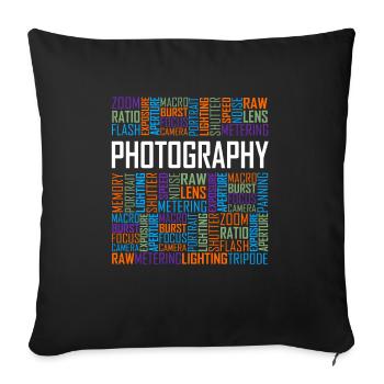 Photography Words - Sofa pillowcase 17,3'' x 17,3'' (45 x 45 cm) - black - Front