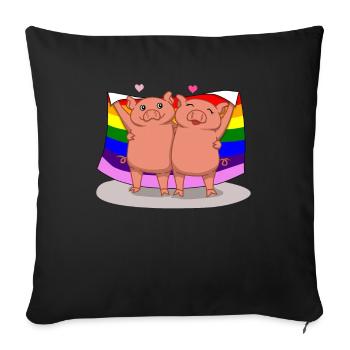 LGBTQ discrimination contre les cochons cadeau gay - Housse de coussin décorative 45 x 45 cm - noir - Devant