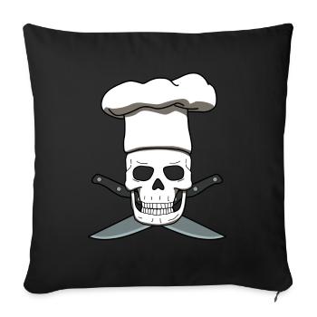 Chef Skull Chef Chef Cuisine Cuisine - Housse de coussin décorative 45 x 45 cm - noir - Devant