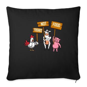 Friends Not Food Nourriture végétalienne végétarienne - Housse de coussin décorative 45 x 45 cm - noir - Devant