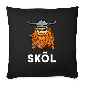 Cadeau Nordique Viking Islande Berserker Sköl - Housse de coussin décorative 45 x 45 cm - noir - Devant