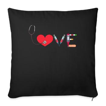 Hospital nurse love doctor medicine - Sofa pillowcase 17,3'' x 17,3'' (45 x 45 cm) - black - Front