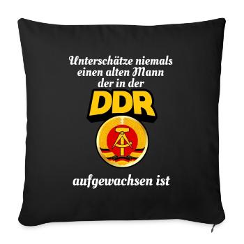 DDR - Sofakissenbezug 45 x 45 cm - Schwarz - Vorne