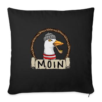 Moin Moin Möwe - Sofakissenbezug 45 x 45 cm - Schwarz - Vorne
