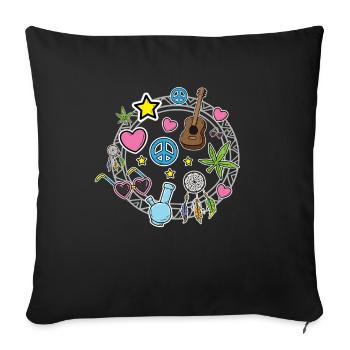Peace sign hippie love heart dream catcher star - Sofa pillowcase 17,3'' x 17,3'' (45 x 45 cm) - black - Front