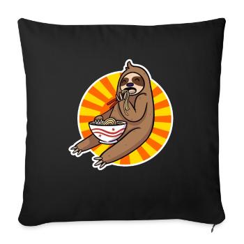 Kawaii Trägheit, die Ramen-Nudeln isst - Sofakissenbezug 45 x 45 cm - Schwarz - Vorne