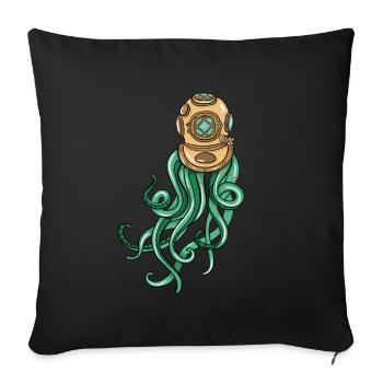 Octopus Scuba Diver - Housse de coussin décorative 45 x 45 cm - noir - Devant