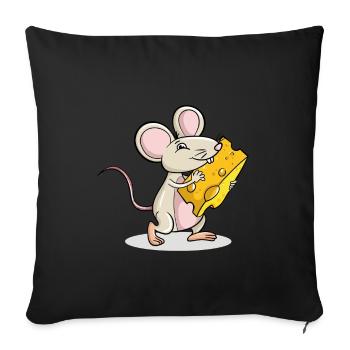 Mouse holding Cheese - Sofa pillowcase 17,3'' x 17,3'' (45 x 45 cm) - black - Front