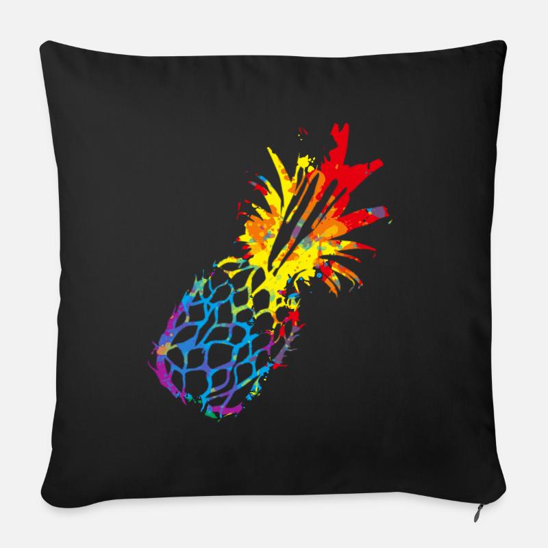 Buntes Ananas - Sofakissenbezug 45 x 45 cm - Schwarz