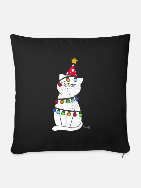 Weihnachten Katze Christmas Advent Santa Geschenk - Sofakissenbezug 45 x 45 cm - Schwarz
