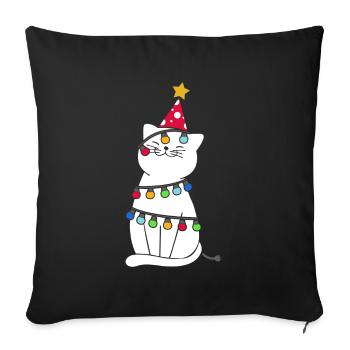 Christmas cat - Sofa pillowcase 17,3'' x 17,3'' (45 x 45 cm) - black - Front