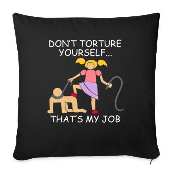 BDSM sex sadomaso soumis femdom bondage cadeau - Housse de coussin décorative 45 x 45 cm - noir - Devant