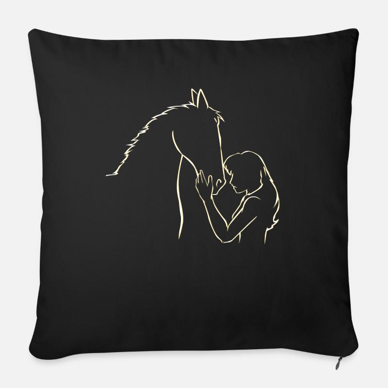 Pferde Mädchen Pferd Reiten Reiter Reitsport - Sofakissenbezug 45 x 45 cm - Schwarz
