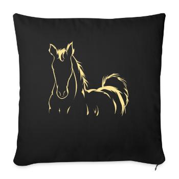 Horse drawing riding pony rider gift - Sofa pillowcase 17,3'' x 17,3'' (45 x 45 cm) - black - Front