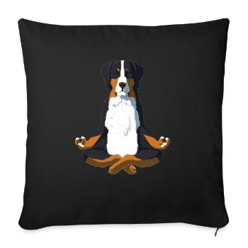 Chien de sennenhund bernois Yoga - Housse de coussin décorative 45 x 45 cm - noir - Devant