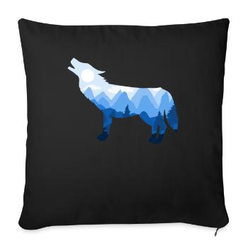 Loup loups montagnes nature nature nature nature nature cadeau - Housse de coussin décorative 45 x 45 cm - noir - Devant
