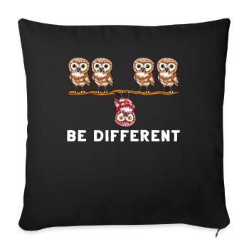DifferentLy Being Owl Self Being Different Gift - Sofa pillowcase 17,3'' x 17,3'' (45 x 45 cm) - black - Front