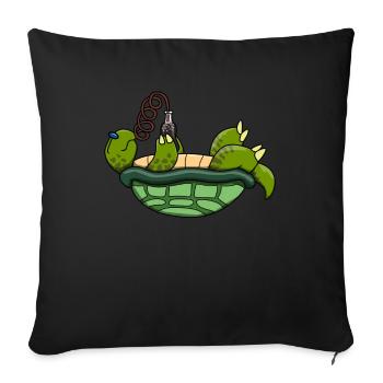 Schildkröte Trinken Soda Meer Urlaub Geschenk - Sofakissenbezug 45 x 45 cm - Schwarz - Vorne