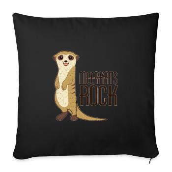 Meerkat Funny Animal Lover Animal Lover Animals - Housse de coussin décorative 45 x 45 cm - noir - Devant