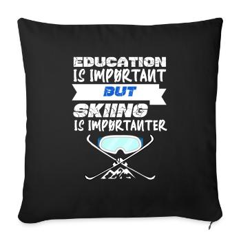 Vacances de ski - Housse de coussin décorative 45 x 45 cm - noir - Devant