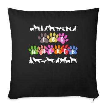 Dog dog walk dog mom dog owner - Sofa pillowcase 17,3'' x 17,3'' (45 x 45 cm) - black - Front